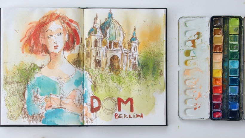 Relaxation Art / DOMS Brush Pens Watercolor Drawing / Art and Travel 
